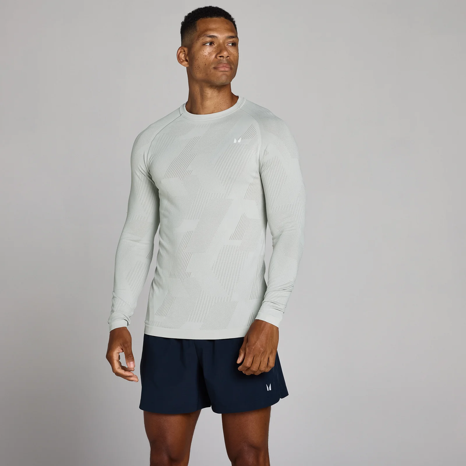 Top manches longues sans coutures MP Tempo Pillar Graphic homme - Chrome - XS Image 1