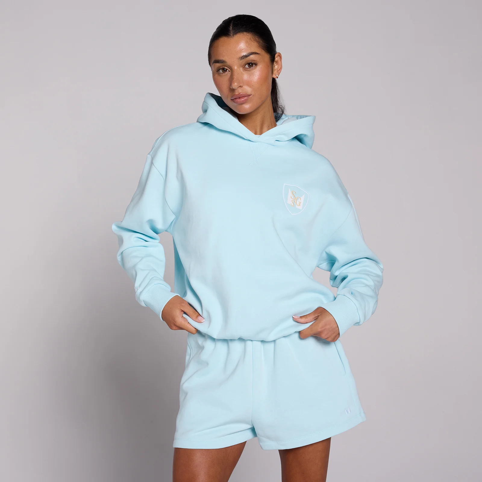Sweat à capuche oversize graphique Basics SGS MP femme - Bleu ciel - S Image 1