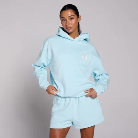 Sweat à capuche oversize graphique Basics SGS MP femme - Bleu ciel