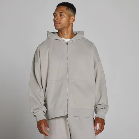 Hoodie oversize MP à fermeture éclair double sens - Gris craie