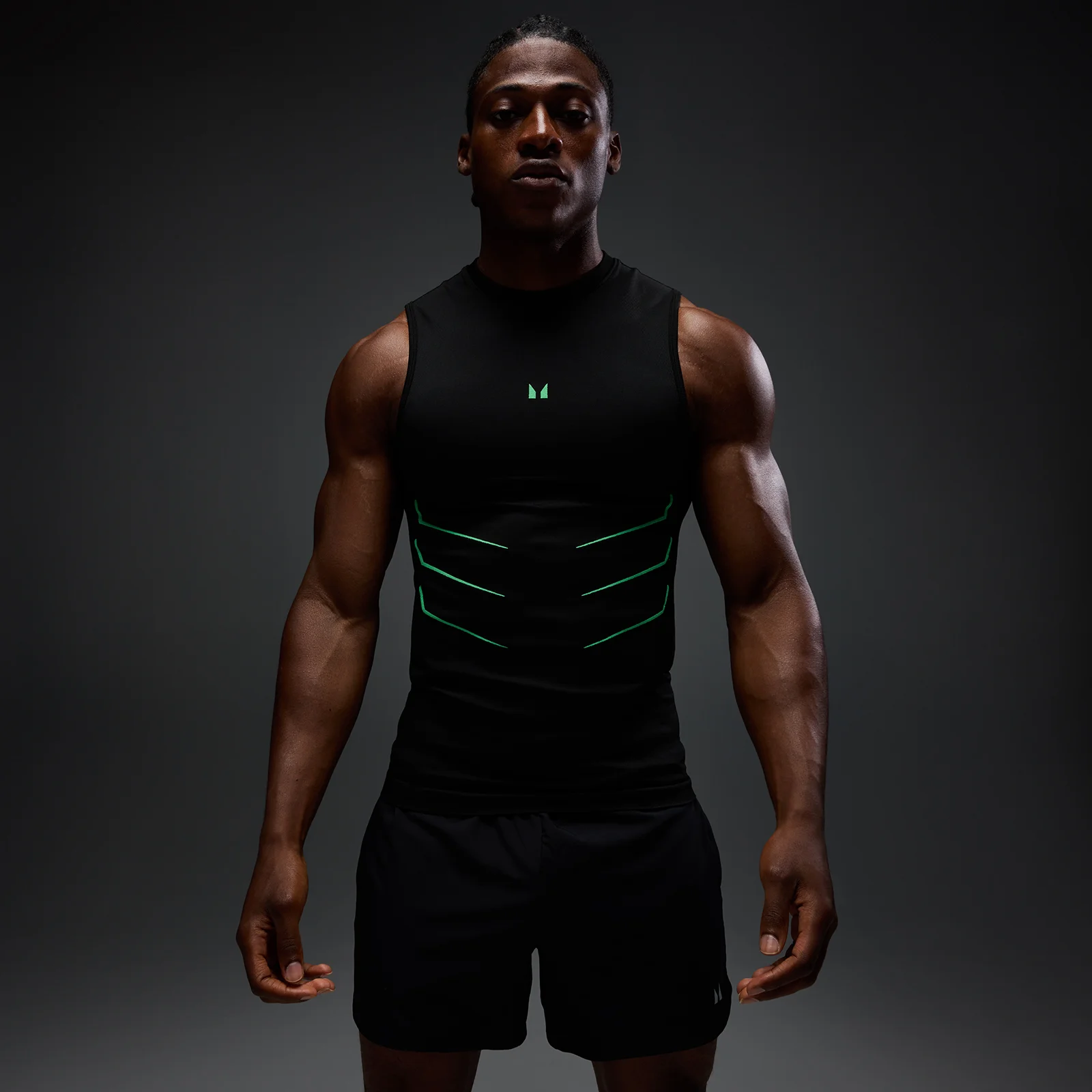 Débardeur sans couture Hero coupe muscle fit MP homme - Noir délavé/Vert alpha - M Image 1