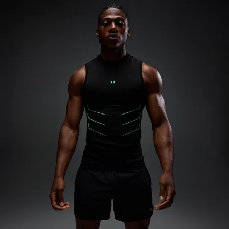 Débardeur sans couture Hero coupe muscle fit MP homme - Noir délavé/Vert alpha