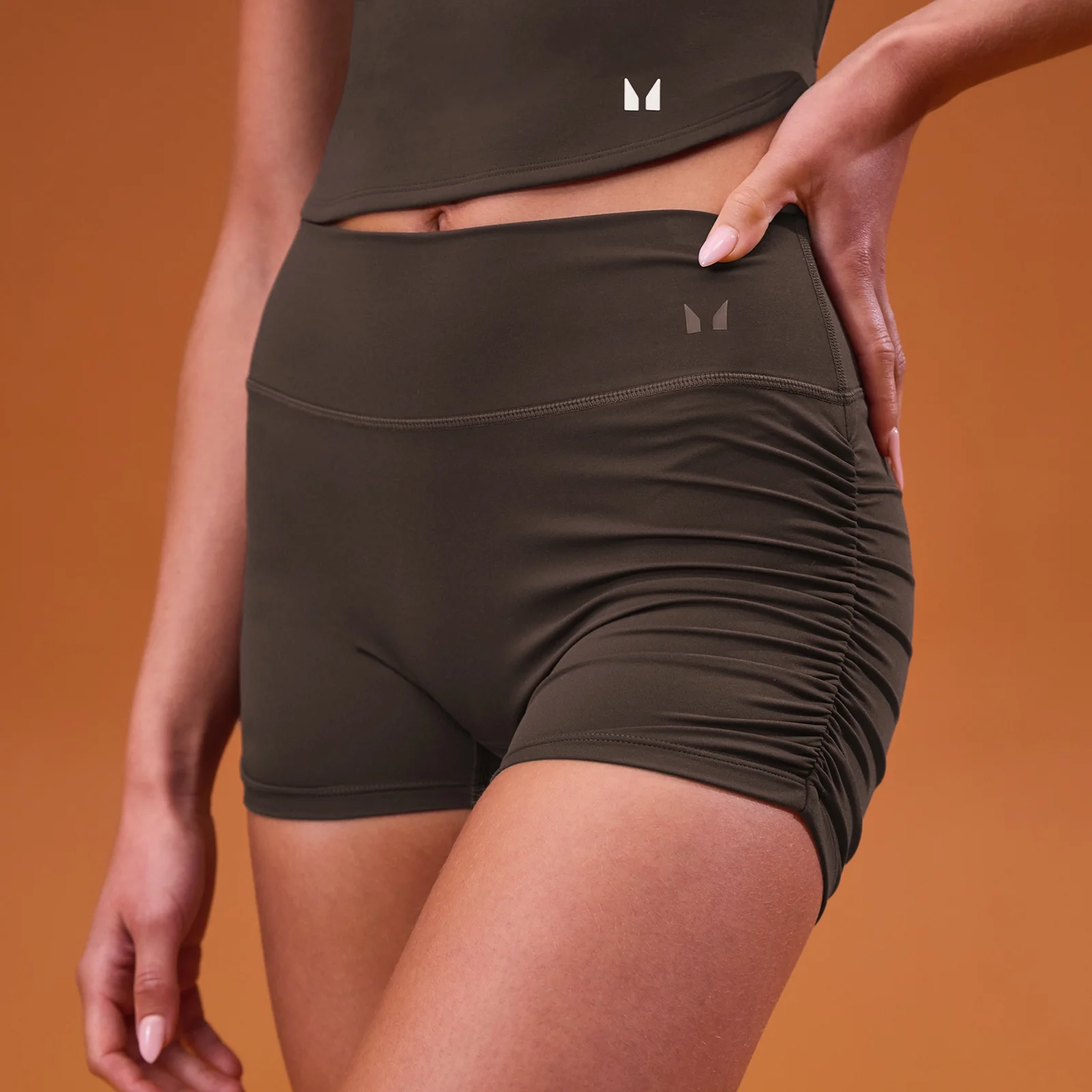 Booty short à fronces latérales Tempo MP femme - Cacao - M Image 1