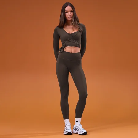 Haut cache-cœur Tempo MP femme - Cacao