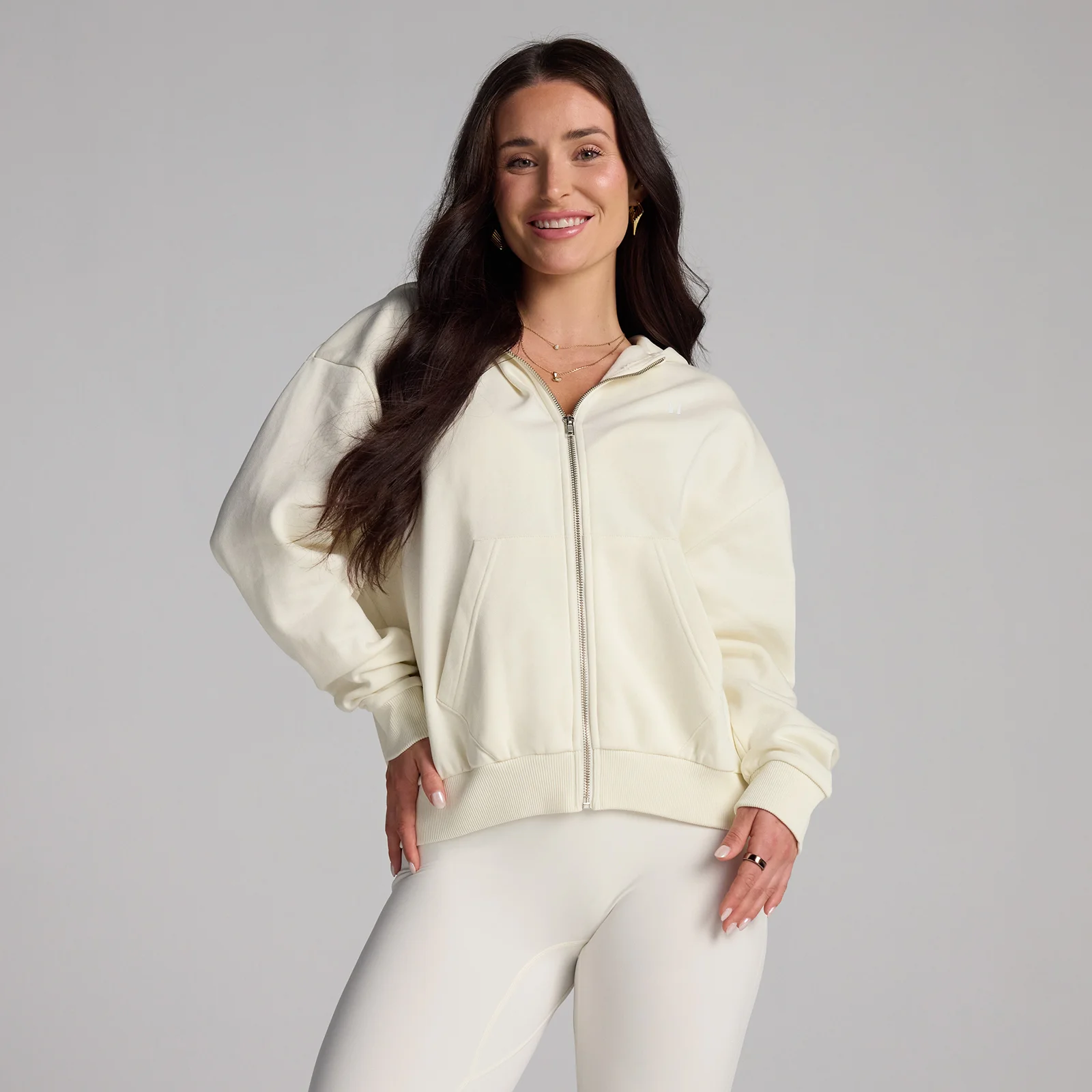 Sweat à capuche zippé Basics MP femme - Noix de coco - L Image 1