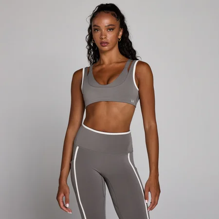 Brassière de sport double épaisseur à détails contrastés Velocity MP femme - Gris cendré