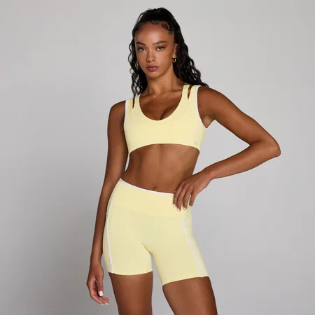 Brassière de sport double épaisseur à détails contrastés Velocity MP femme - Crème beurrée