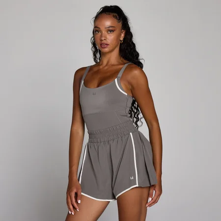 Combi-short plissée à détails contrastés Velocity MP femme - Gris cendré