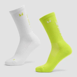 Chaussettes de running MP Move Club (lot de 2 paires) - Vert fluo/Blanc - Size UK 2-5