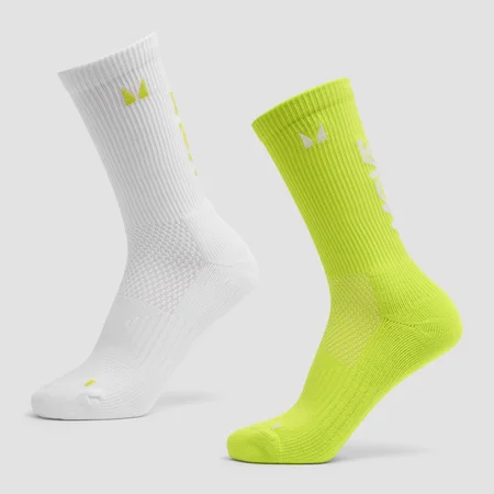 Chaussettes de running MP Move Club (lot de 2 paires) - Vert fluo/Blanc