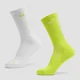 Chaussettes de running MP Move Club (lot de 2 paires) - Vert fluo/Blanc