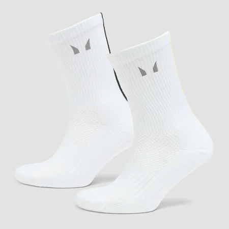 Chaussettes de running MP à rayures (lot de 2 paires) - Crème beurrée/Vert nuageux