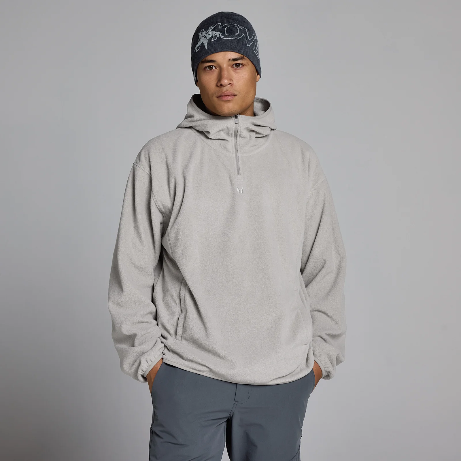 Sweat à capuche 1/4 zip molleton MP homme - Gris soutenu - M Image 1