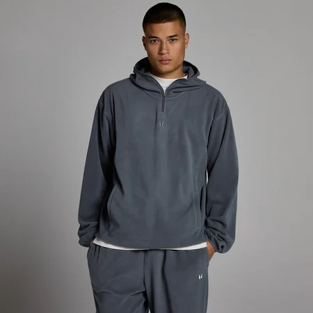 Sweat à capuche 1/4 zip molleton MP homme - Granit