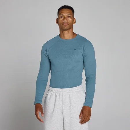 Top manches longues côtelé MP Lift coupe muscle fit homme - Ardoise nuit