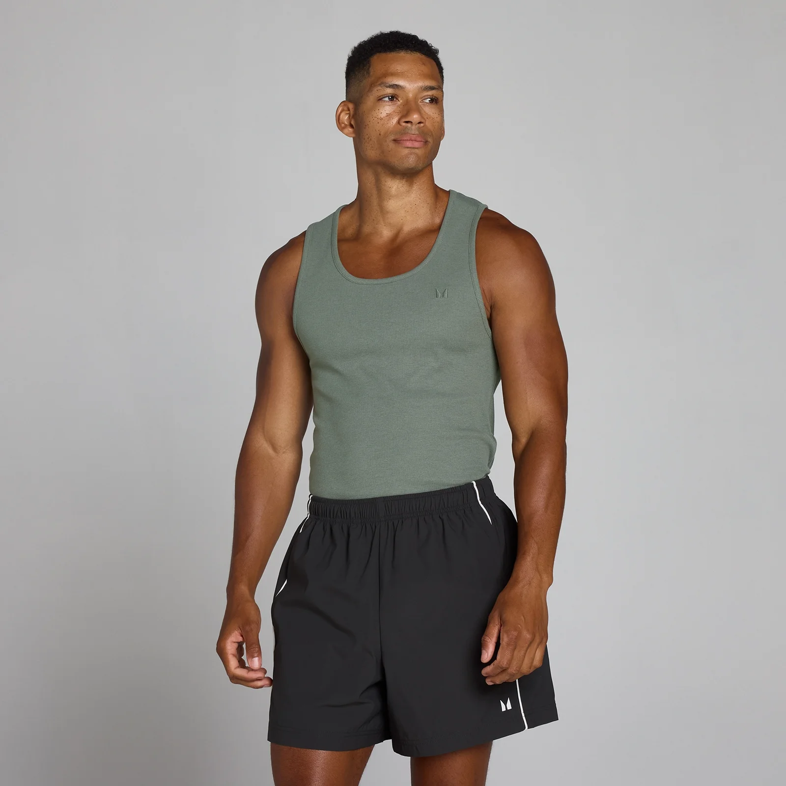 Débardeur côtelé MP Lift coupe muscle fit homme - Gris métallisé - M Image 1