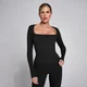 Top manches longues col carré SculptForm MP femme - Noir