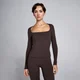 Top manches longues col carré SculptForm MP femme - Cacao