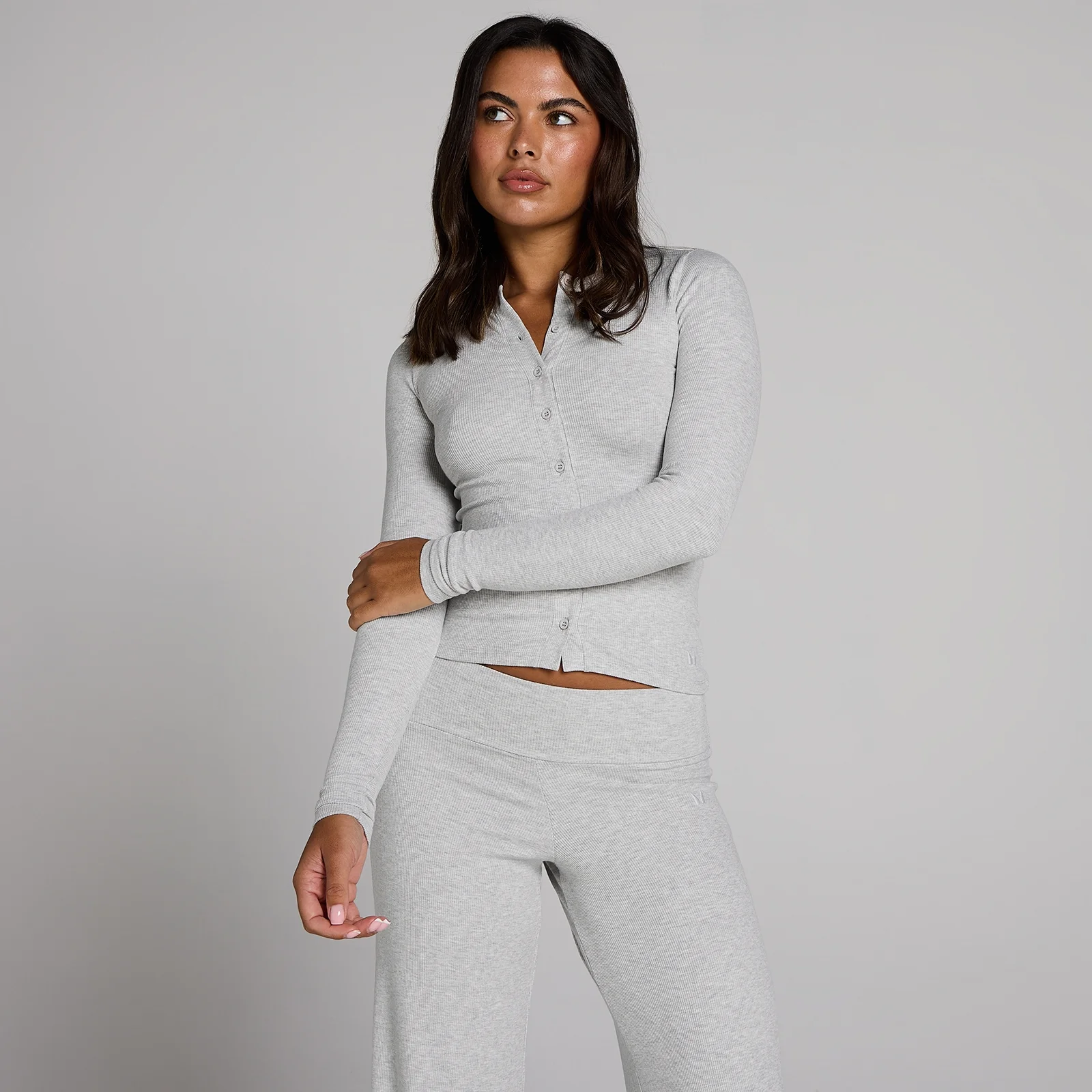 Haut côtelé boutonné MP femme - Gris chiné - S Image 1