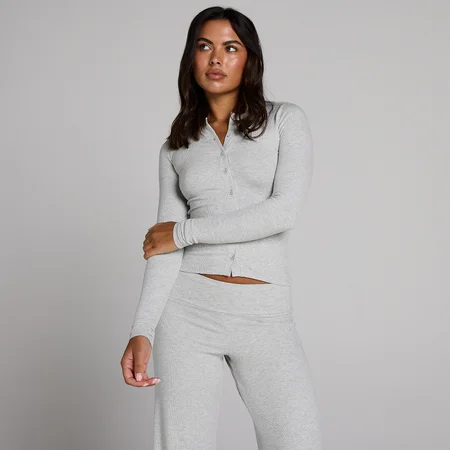 Haut côtelé boutonné MP femme - Gris chiné