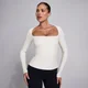 Top manches longues col carré MP SculptForm femme - Perle