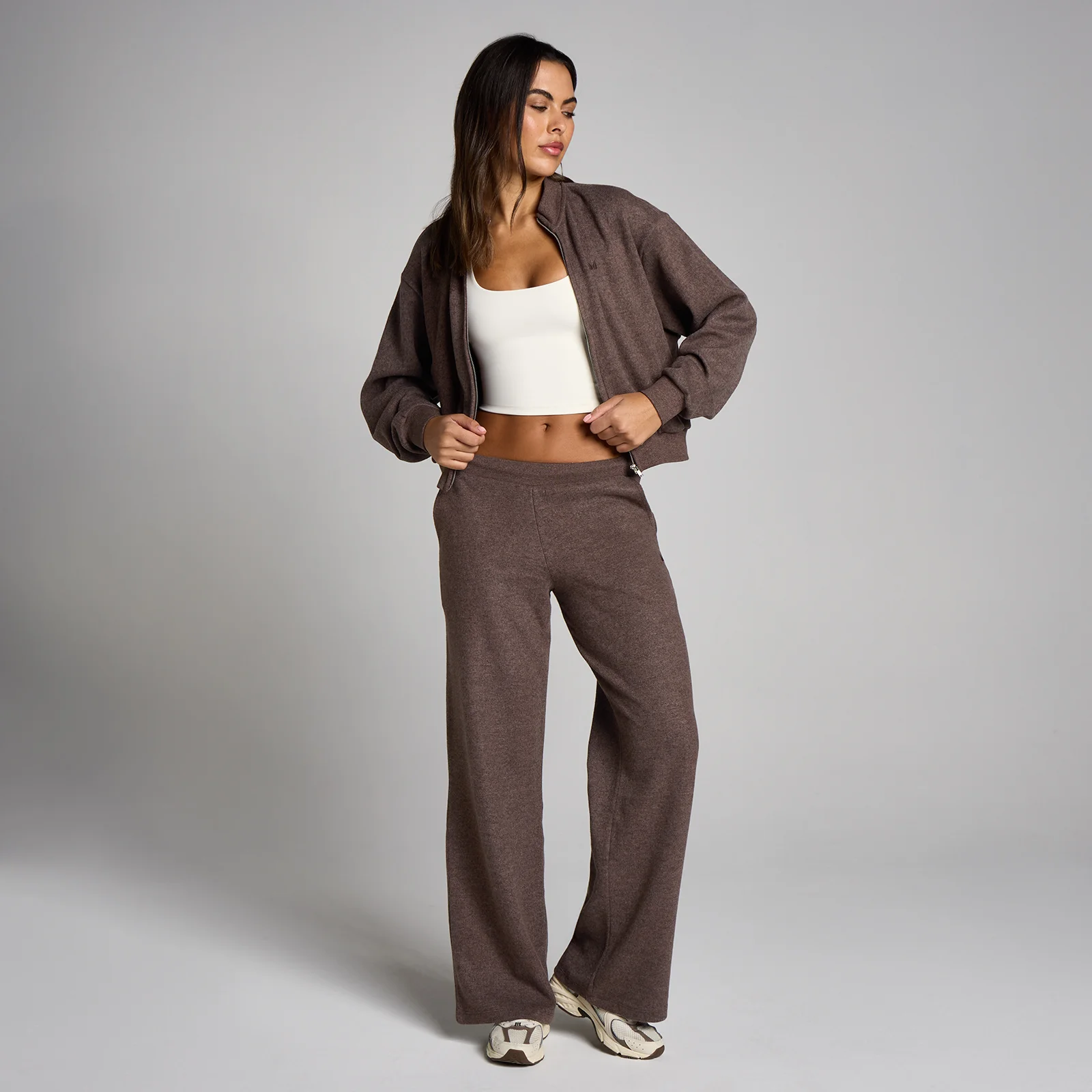Blouson aviateur zippé MP toucher doux femme - Cacao chiné - XS Image 3