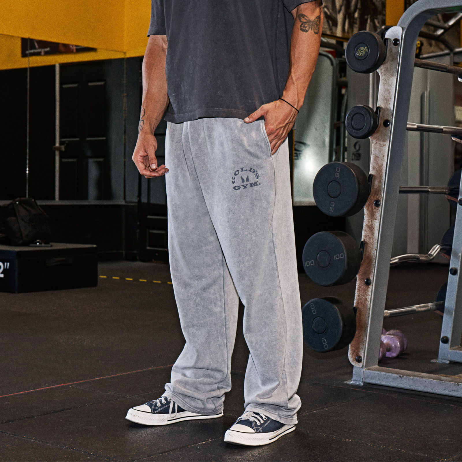 MP X Gold's Homme Washed Graphic Oversized Pantalons de Jogging - Steel Blue - L Image 1